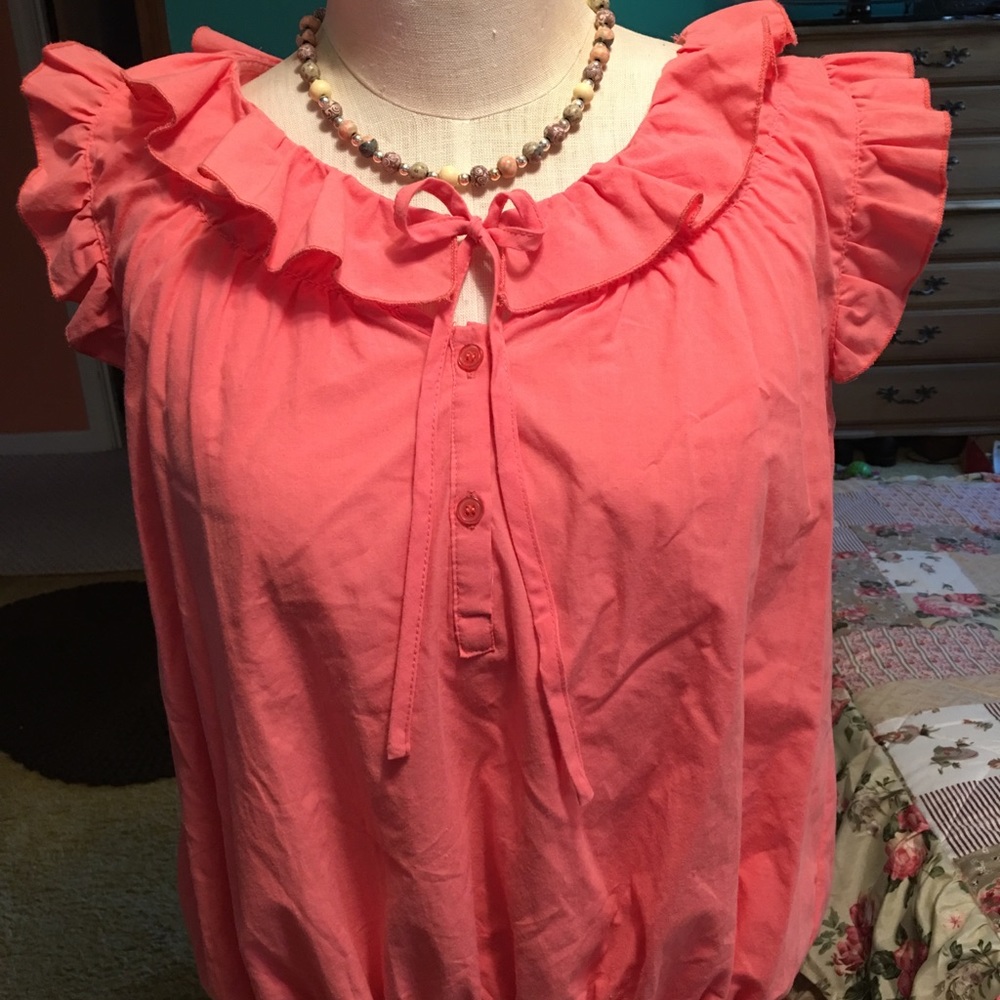 Ruffled Cap-Sleeve Top